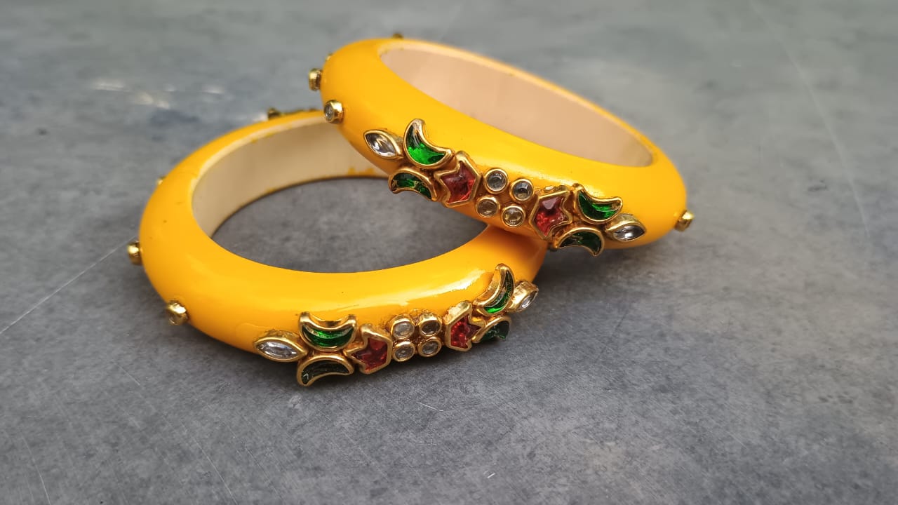Mrignaini- Mustard Vajra - Bangle Pair(2 pieces) - Image 3
