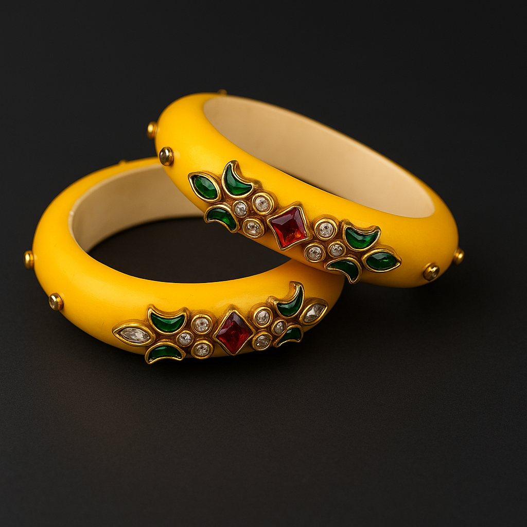 Mrignaini- Mustard Vajra - Bangle Pair(2 pieces) - Image 2