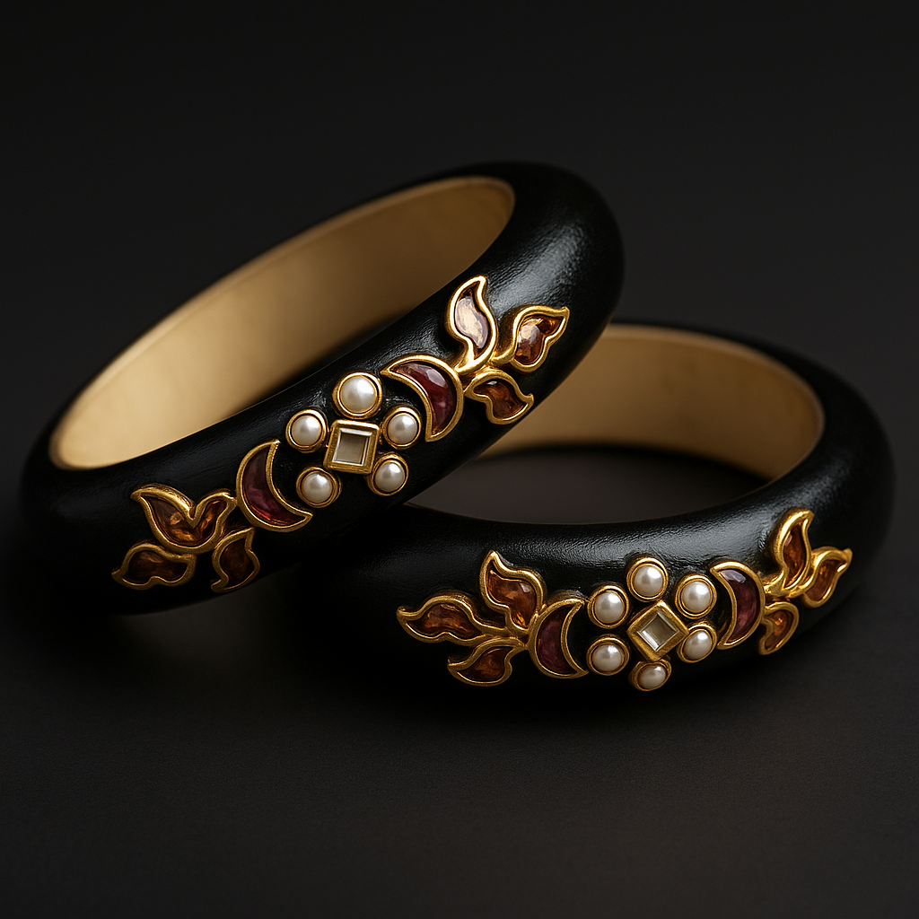 Mrignaini- Ink Black Padma - Bangle Pair(2 pieces)