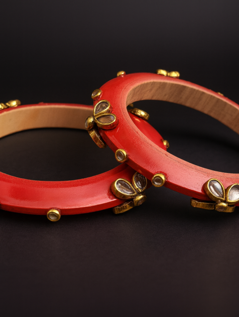Mrignaini - Rose Red - Twinkle Design - Bangle Pair (2 pieces)